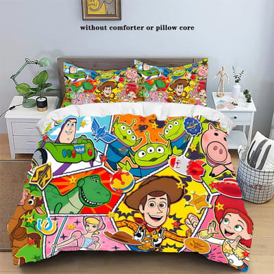 Nieuw Ontwerp Toy Story Beddengoed Sets Buzz Lightyear Woody Dekbedovertrek Beddengoed Dekbedovertrek Kussensloop 2-3 Delige Sets US Queen 228x228cm