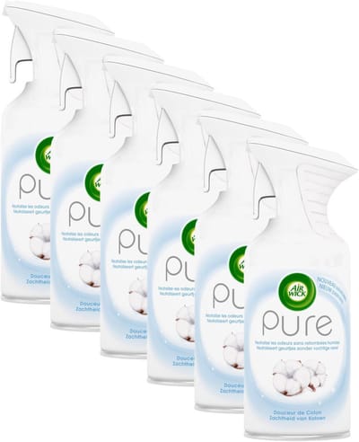 Air Wick Luchtverfrisser Spray - Pure Zachtheid van Katoen - 6 Stuks - Voordeelverpakking