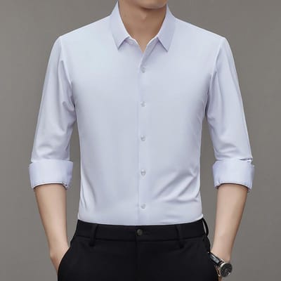 Heren Lente en Zomer High-end Heren Lange Mouw Inch Overhemd Heren Effen Kleur Revers Zakelijk Overhemd Heren Inch Overhemd 130