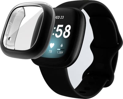 Strap-it TPU case protectie - zwart bescherm hoesje geschikt voor Fitbit Versa 3 - zwarte beschermhoes voor Versa 3