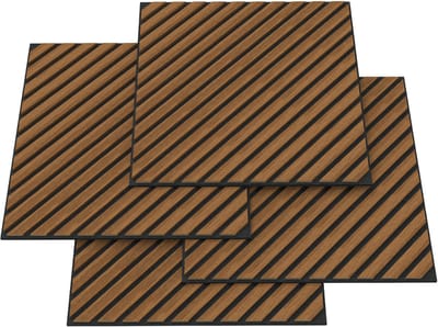 Akoestisch wandpaneel Vang 4-delig set 1,44 m² diagonaal teak 60x60 cm NEU.HOLZ