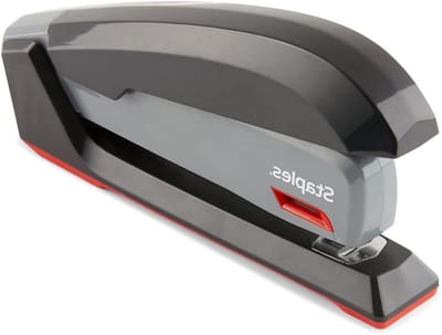 Bureau Nietmachine - Kantoorapparaat - Papier Verwerken - Robuust Metalen Frame - 21 x 8 cm - Grijs Zwart Rood