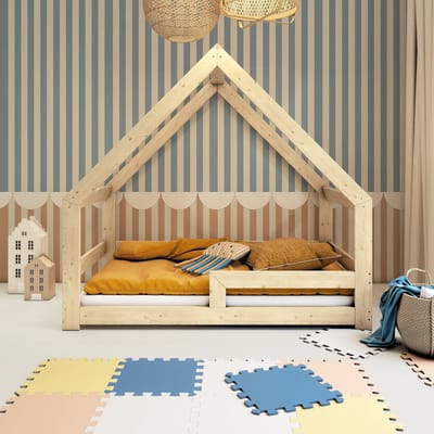 Need Sleep - Montessori Huisbed 70x140 cm – Peuterbed met Valbeveiliging – Symmetrisch – Naturel Hout