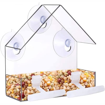 RONN® Vogelvoederhuisje raam - Vogelhuisjes - Doorzichtig met Zuignap - Transparant- 15cm x 6cm x 16cm