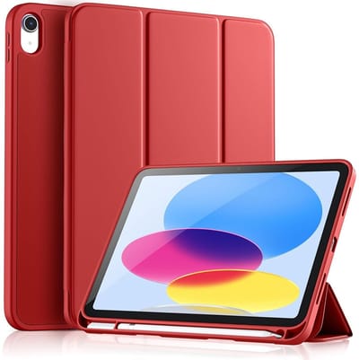 CaseMania Bookcase hoesje geschikt voor iPad 11 (A16)/iPad 10.9 (2022) - Effen Rood - Kunstleer