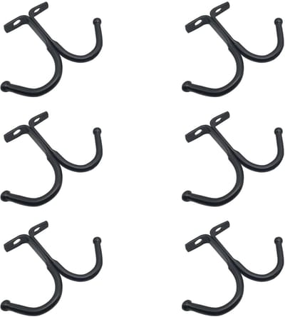 Mug Holder, 6 Pcs Mug Rack Under Cabinet Top Mounted Mug Shelf Hangers Metal Storage Hooks for Cabinet Kitchen Bathroom (Black)