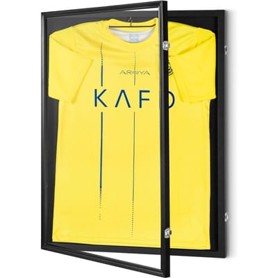 2 Pièces Cadre d'Exposition pour Maillot de Sport, 23,3x31,2x1,5 pouces, Grande Boîte Ombragée Verrouillable pour Maillot de Sport avec Verre Polycarbonate Protection UV à 98% et Cintres, pour Baseball