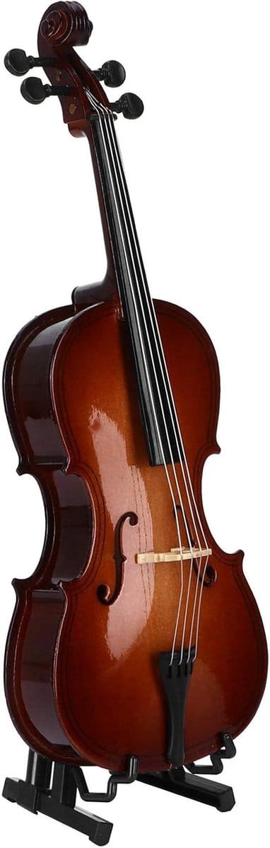 Houten Cello Model - Muziekinstrument Ornament - Woondecoratie - Realistisch Miniatuur - 23 cm - Houtkleur