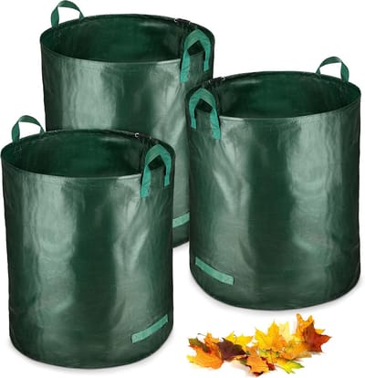 Tuinzakken Set - Afvalzakken Groot - Tuinafval Verwerken - Stabiele Versterkte Handgrepen - 3x 272 Liter - Groen
