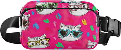 Leuke Heuptas - Crossbody Tas - Dagelijks Gebruik - Waterbestendig Ontwerp - 20.3 x 13.5 cm - Roze Kattenprint