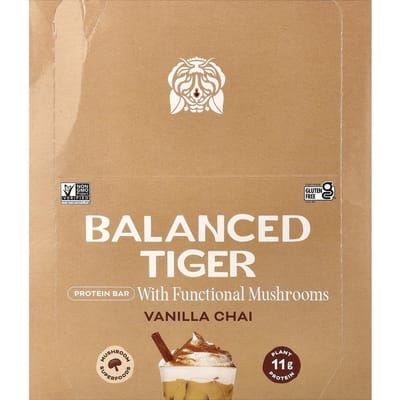 Balanced Tiger Eiwitreep, Vanille Chai, 12 Repen, 44g (1.55oz) Elk