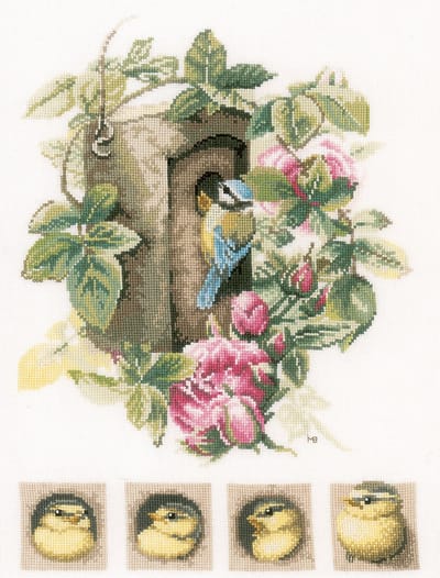 Marjolein Bastin Vogelhuisje met rozen Linnen borduren (pakket) PN-0008031