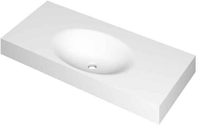 INK Smooth Wastafel Polystone Midden Zonder Kraangat - 1000x450x90 mm - Mat Wit