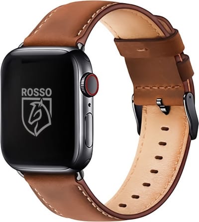 Rosso Deluxe Bandje Echt Leer - Geschikt voor Apple Watch 1 / 2 / 3 / 4 / 5 / 6 / 7 / 8 / 9 / 10 / 11 / SE - 38MM / 40MM / 41MM / 42MM - Polsband Horloge Echt Leder - Bruin