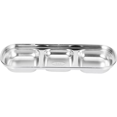 Plat à sauce en acier inoxydable Plat à assaisonnement Assiette à collation Bol à trempette pour aliments divisé Vaisselle de cuisine3