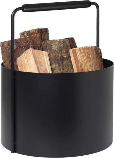 Houtmand - Brandhout opslag - Haardhout bewaren - Tijdloos elegant design - 37 x 35 x 45 cm - Zwart
