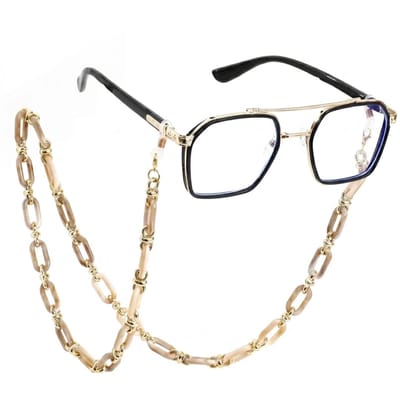 Ivoor goudkleurig brillenkoord brillenbandje dames en heren – acryl schakel brillen ketting met siliconen lussen – brillenkoord voor zonnebril en leesbril – brillenband met ivoorkleurige schakels