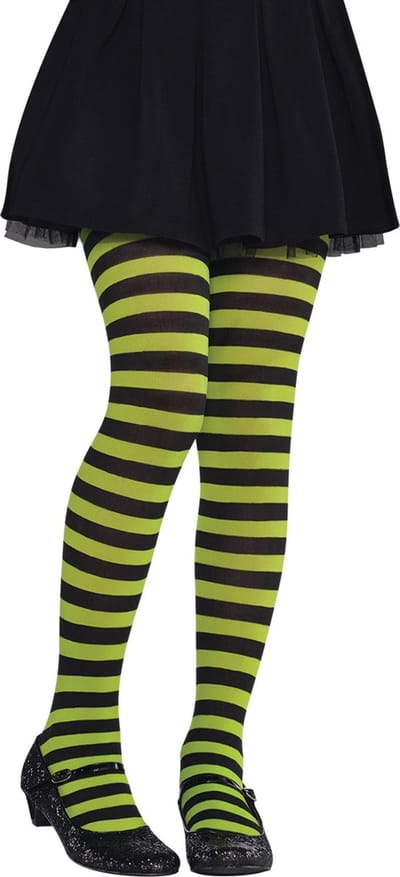Panty zwart groen gestreept kinderen
