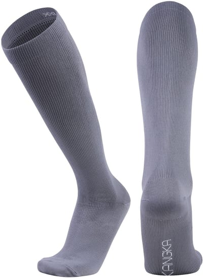 KANGKA® Compressiekousen Maat 39-42 (L/XL) - Grijs - Steunkousen voor Zittend en Staand Beroep - Reissokken - Compressie sokken voor Hardlopen, Wandelen, Vliegtuig