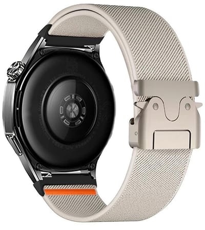Nylon bandje - geschikt voor Garmin Venu (2 Plus) / Venu SQ (2) / Vivomove (Style - Sport) / Vivoactive 3 / 5 / 6 / Forerunner 55 / 165 / 245 / 645 / 570 - 42mm - starlight