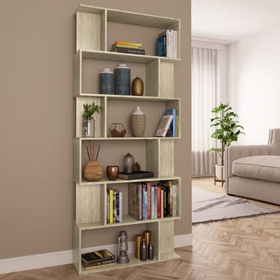 vidaXL - Boekenkast - / - kamerscherm - 80x24x192 - cm - bewerkt - hout - sonoma - eiken