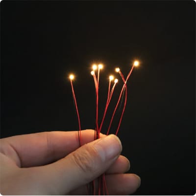 SMD 1206 led met kabel 20cm 12v 10 stuks kleur Geel