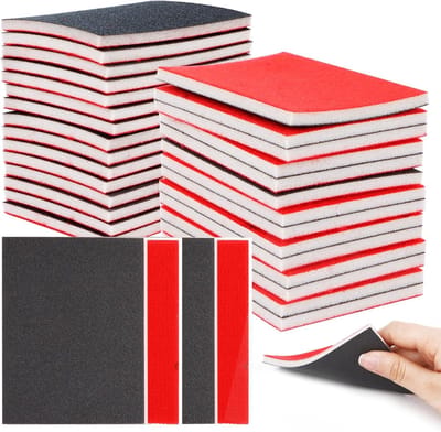 Set van 24 Schuurpads en Sponsen, P180-P3000 Korrel voor Nat en Droog Schuren van Hout, Metaal en Meubels, Perfect voor Polijsten en Modelbouw