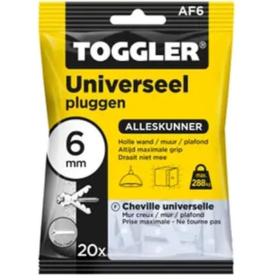 Toggler Universele Plug Alligator Af6 Kunststof - Diameter 6mm - 20 Stuks