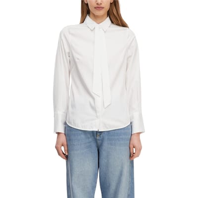 Slim Fit Poplin Stretch Blouse Met Verwijderbare Riem Dames COMMA