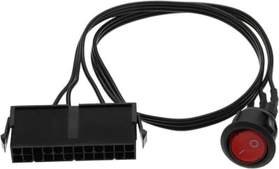 Allecto - 20/24-pins Schakelaar - PC Voeding - 24 Pin Kabel - Rode LED Aan/Uit Schakelaar - Ideaal voor Testen - 52 cm
