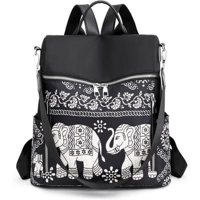 Nieuwe Mode Rugzak Etnische Stijl Bedrukte Tas Schoudertas Schuin Handtas Veelzijdige Trendy Tas Dames Rugzak black