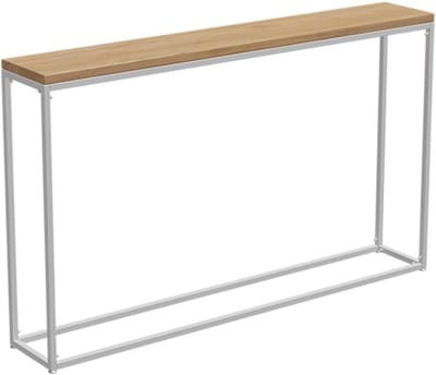 Smalle gangtafel - Industriële consoletafel - Kleine ruimtes organiseren - Stevig metalen frame - 100x20x90 cm - Wit en bruin