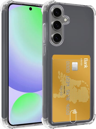 Hoesje - Geschikt voor Samsung Galaxy S24 FE - Met Pashouder en Kaarthouder - Telefoon Hoes Shockproof - Siliconen Case - Shock Proof - Back Cover - Pasjes Houder - Telefoonhoes - Transparant