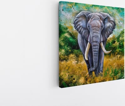 Saammp Canvas Schilderij - Abstracte Olifant - Afrika - Dieren - 20x20 - Foto op canvas - Wanddecoratie - muurdecoratie Woonkamer - Slaapkamer decoratie - Canvas Print