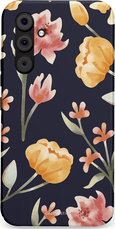 Casetastic Hoesje Geschikt voor Samsung A54 (5G) - Stijlvolle Beschermende Duo-layer Case - Bloemen Nacht