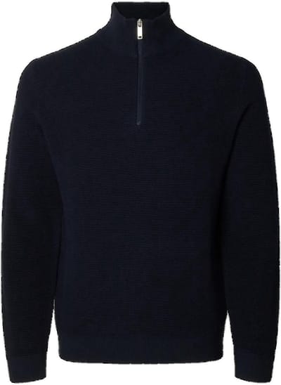 Selected Homme LS Knit Structure Half Zip Dark Sapphire