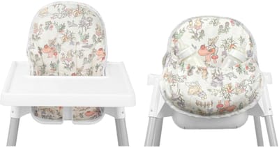 voor IKEA kinderstoelkussen, voor antilop kussen, met stoeltas, voor IKEA Antilop kinderstoel, katoen antislip, zacht, babyzittend comfortabeler (groene beer bos dierpatroon)
