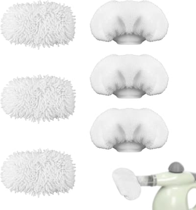 Stoomreiniger Accessoires - Schoonmaak Pads - Hardnekkig Vuil Verwijderen - Universeel Compatibel - 6 Stuks - Wit