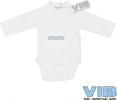 VIB® - Rompertje Prematuur Luxe Katoen - Wit - Babykleertjes - romper - rompertjes - rompertjes met tekst - baby cadeau - baby aankondiging - overslagromper