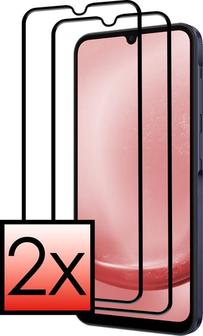 Screenprotector - 2 Stuks - Geschikt voor Samsung Galaxy A25 - Full Cover - Beschermglas - Gehard Glas - Tempered Glass - Screen Protector