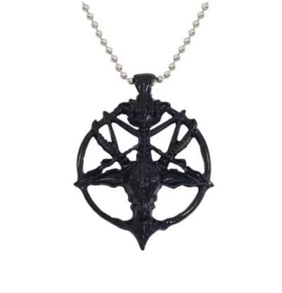 Gothic ketting - Heks - Wicca - Punk - Pentagram geit zwart
