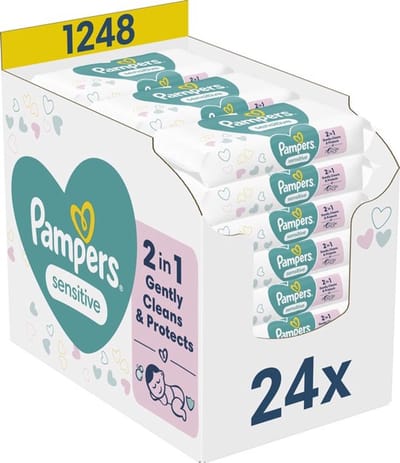 Pampers – Babydoekjes – Sensitive – 52 Doekjes - Voordeelverpakking - 24 stuks