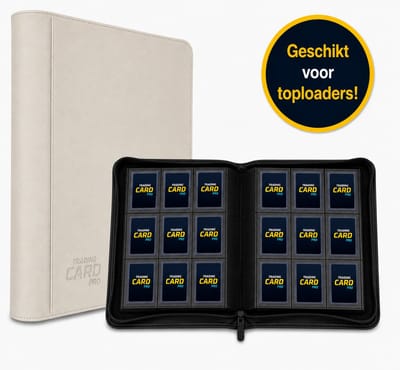 TradingCardPro® Toploader Verzamelmap met Ritssluiting - Geschikt voor Pokemon kaarten – 288 Kaarten – 16 pagina’s – 9 Pocket - Binder – Wit