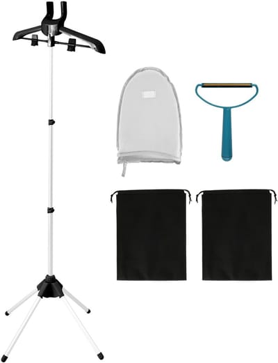 Dailygoods- Stoomhanger met 360° rotatie - Opvouwbaar - Draagbaar - Aluminium/Kunststof - Verstelbare hoogte 84-160 cm - 3 Stangen - Droogrek