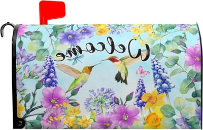 Lente Zomer Bloemen Magnetische Brievenbus Covers Standaard 45 x 50 cm Lente Welkom Vogels Brievenbus Cover Kolibrie Brievenbus Wraps Post Brievenbus Cover Decoratie voor Buiten Huis Tuin Yard