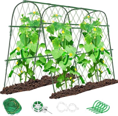 Famanu – Tuinklimhulp voor komkommers, 120 x 160 cm, verstelbare plantencage voor klimplanten en groenten
