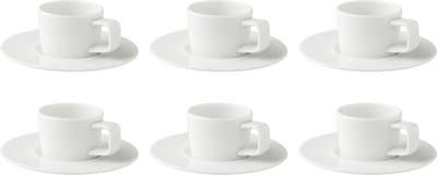 Palmer - White Delight - Espresso kop en schotel - 6 stuks - 7 cl - Wit - Porselein - Koffiekopjes