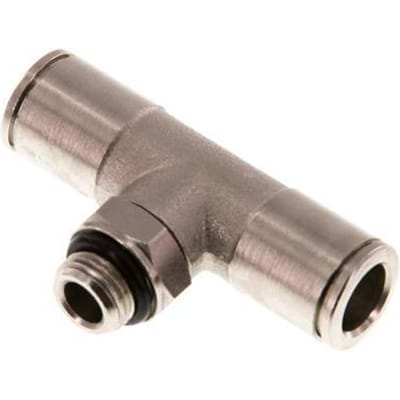 8mm x G1/8'' inline T-stuk Messing Insteekfitting Buitendraad Draaibaar NBR