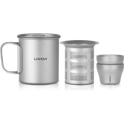 Tasse de Camping d'Extérieur Ti 375ml avec Couvercle et Filtre à Thé Tasse à Thé pour Camping Randonnée Voyage gris
