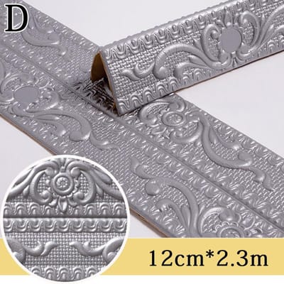1PC schuimmuurplint 3D reliëf muurstickers zelfklevende taillelijn woondecoratie